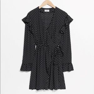 & Other Stories Black & White Ditsy Ruffle Dress 6